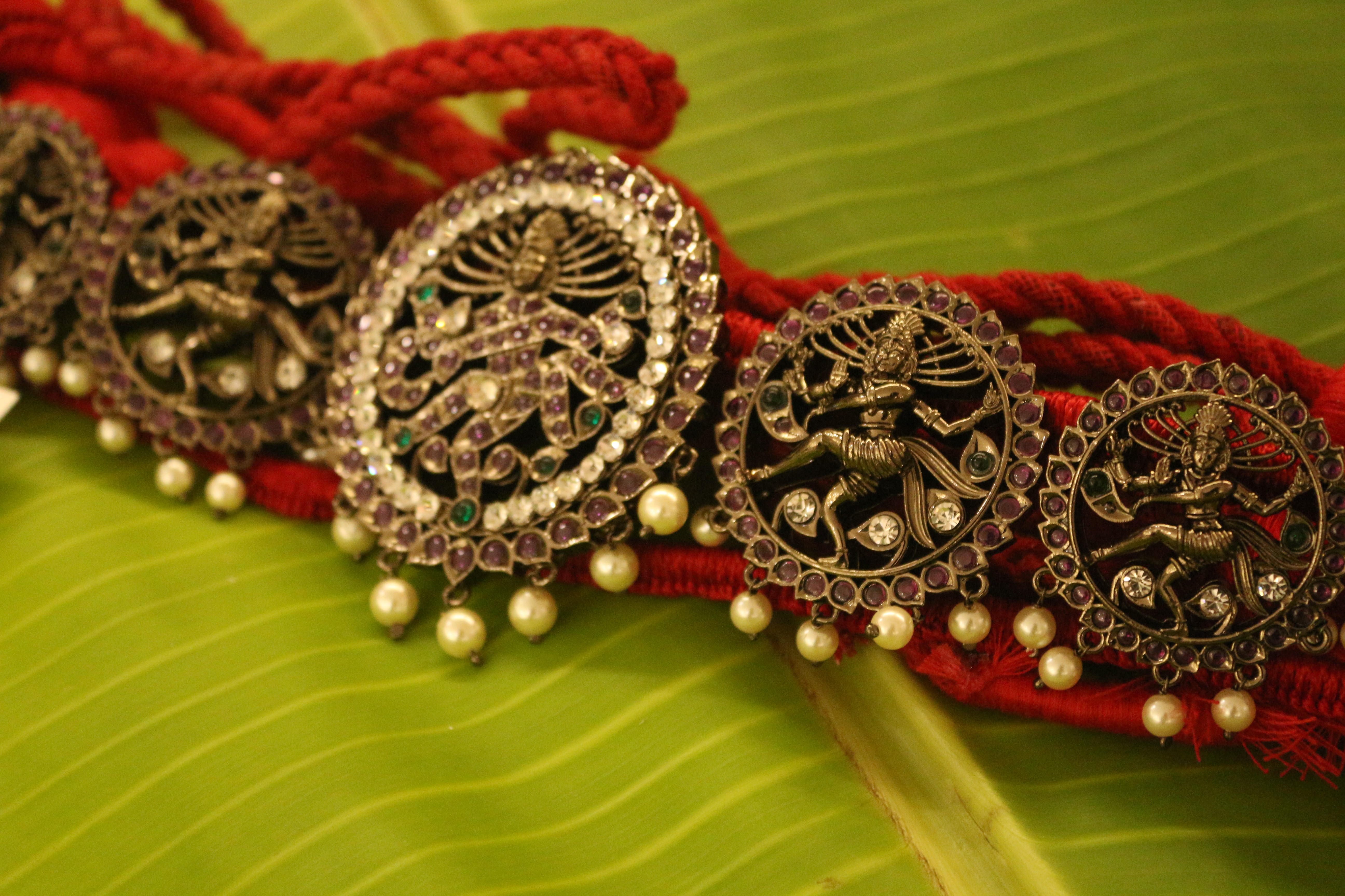 Black Antique Natarajar Hip Belt (Nataraja Oddiyanam / Vaddanam)