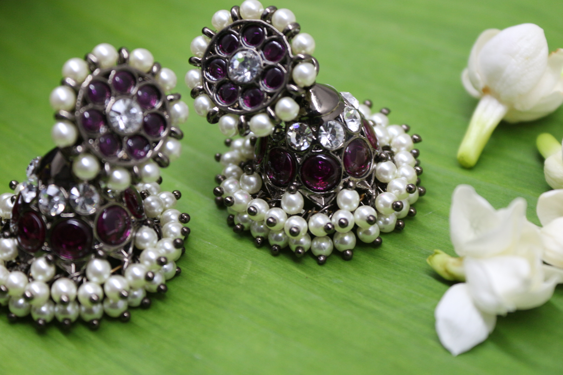 Black Antique 2 line jhumka