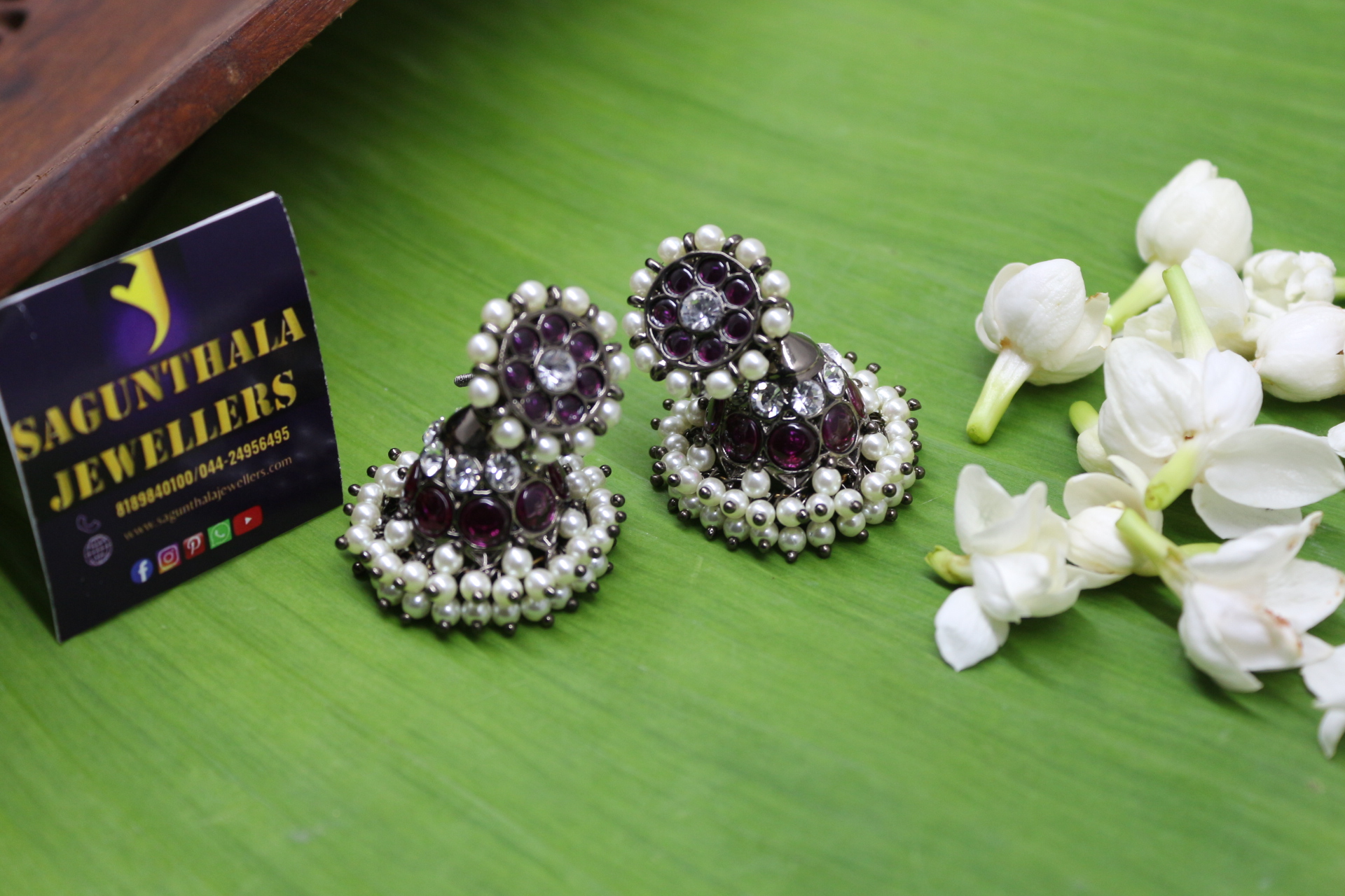 Black Antique 2 line jhumka
