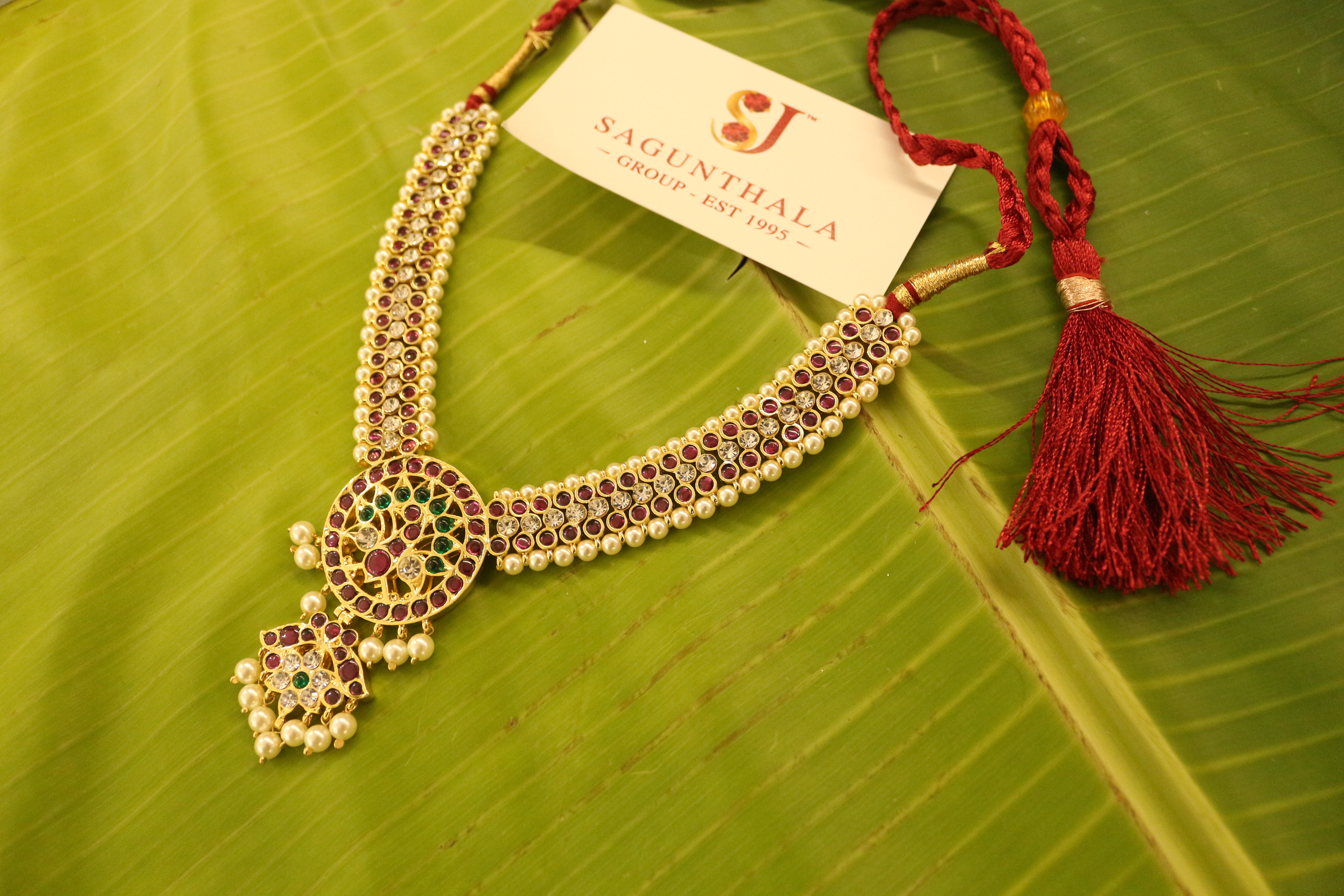 Peacock Soundarya Necklace with Kempu & CZ Stones