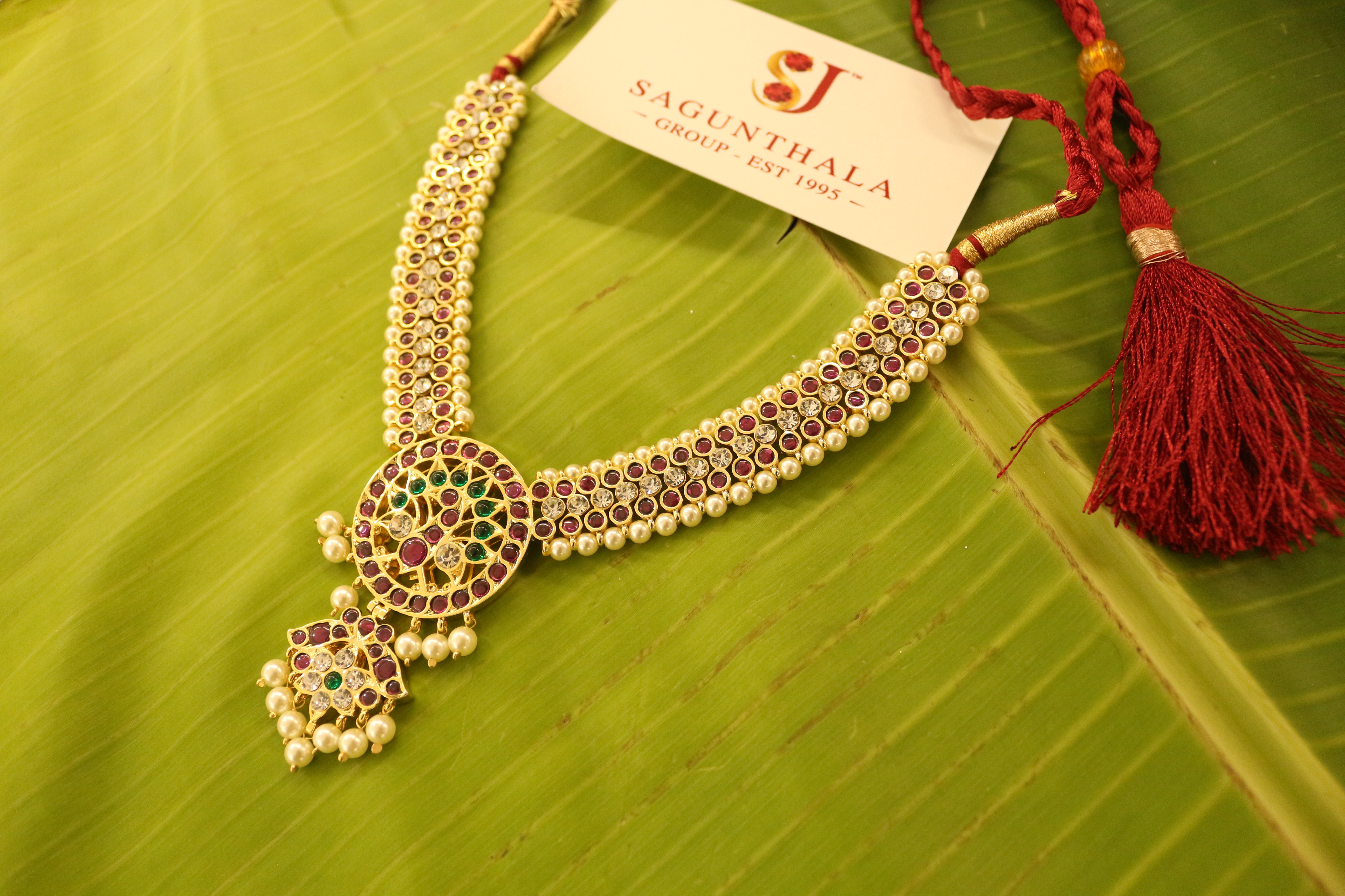 Peacock Soundarya Necklace with Kempu & CZ Stones