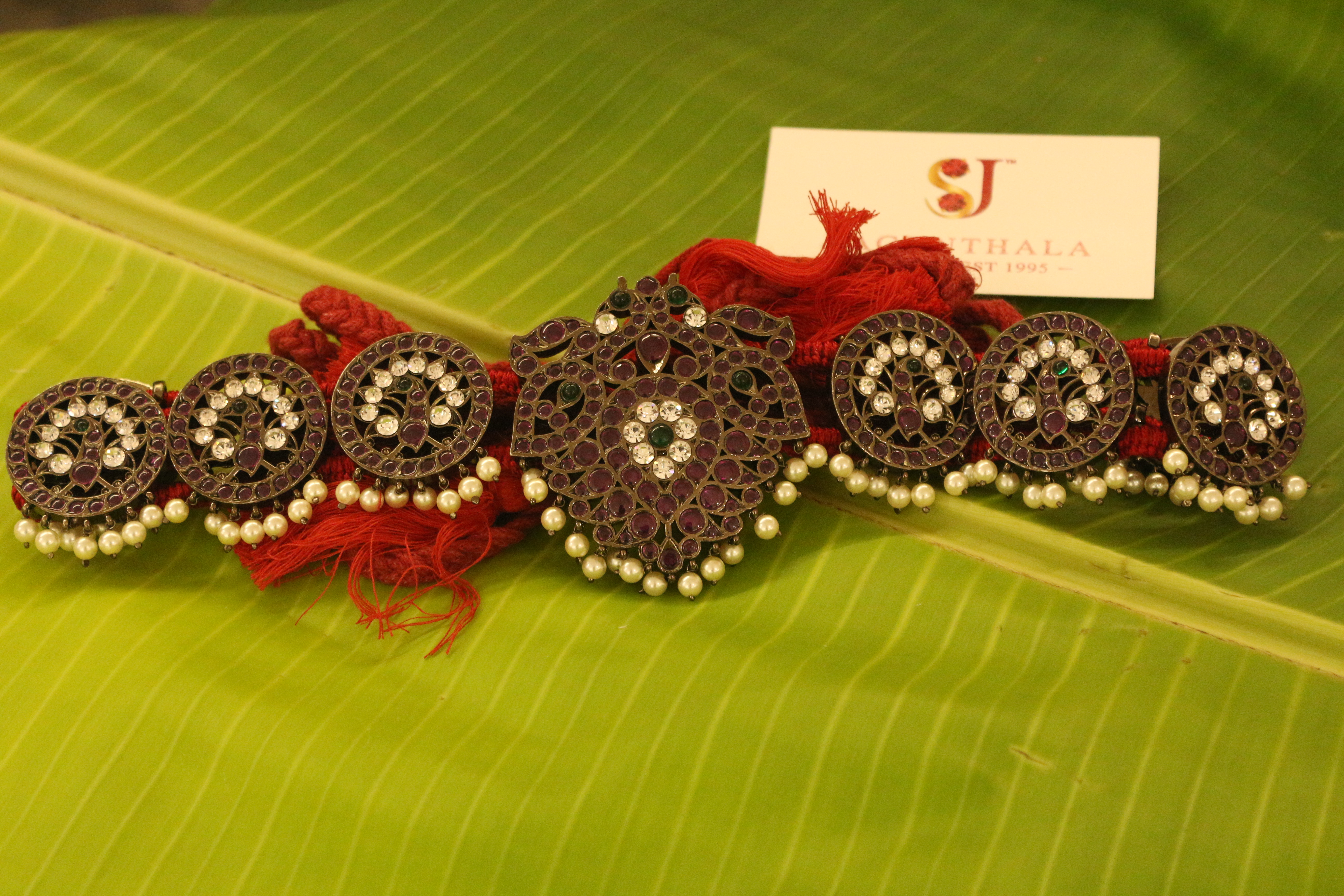Black Antique Gandaberunda & Peacock Hip Belt (Oddiyanam / Vaddanam)