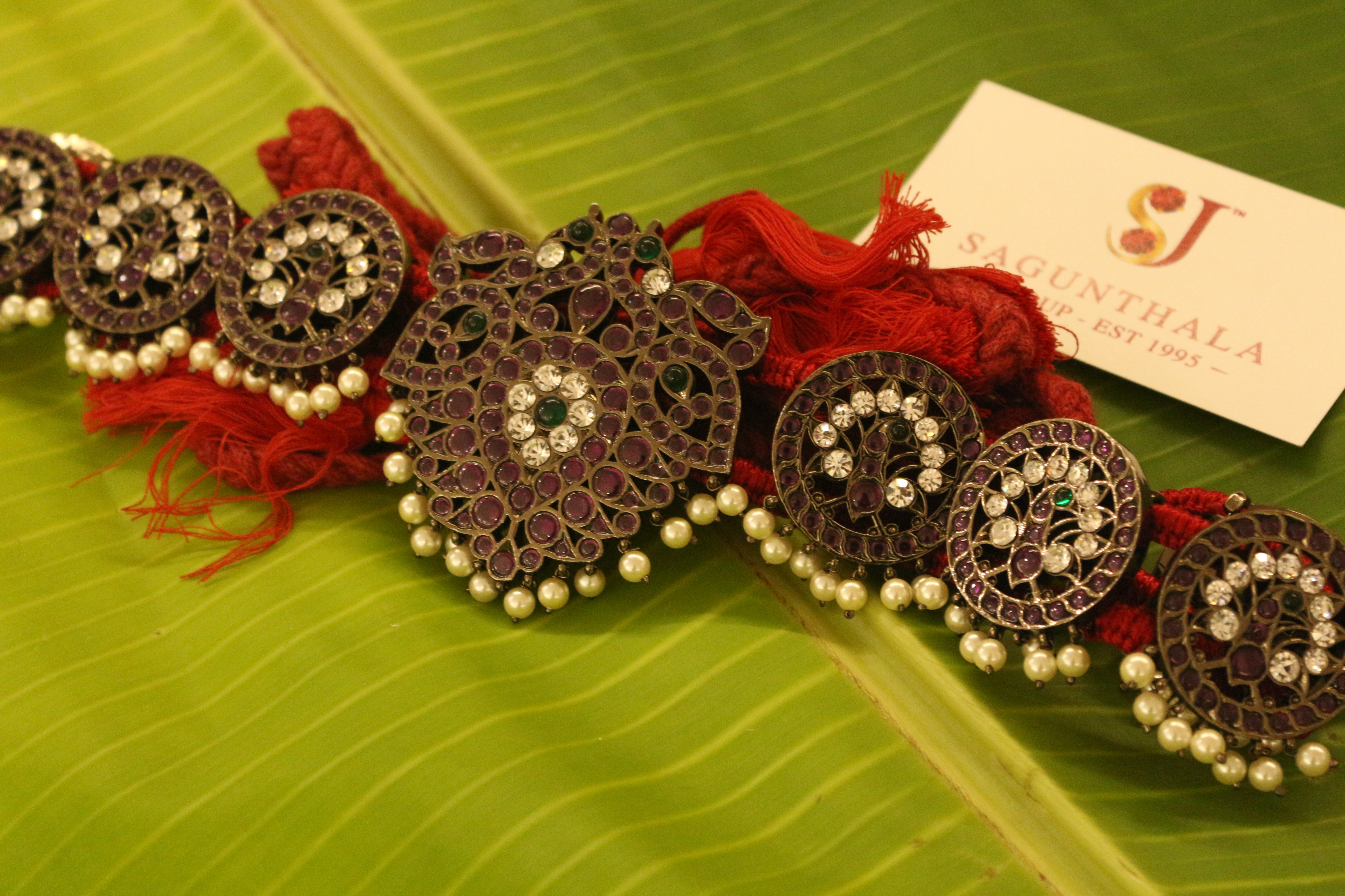 Black Antique Gandaberunda & Peacock Hip Belt (Oddiyanam / Vaddanam)