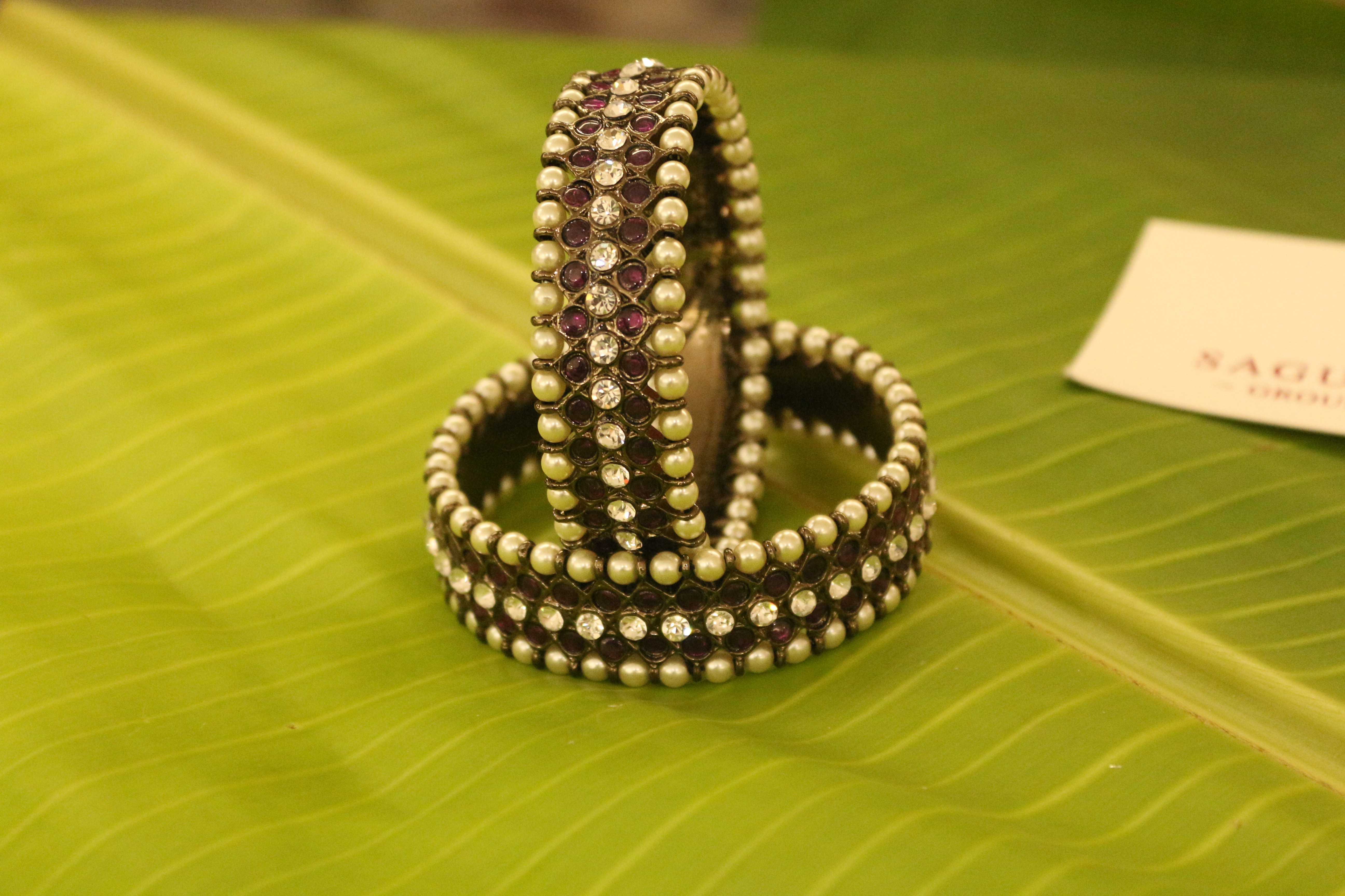 Black Antique V Pattern Bangles