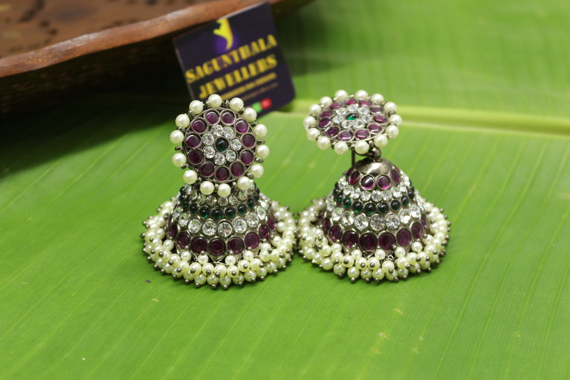 Black Antique 5line jhumka
