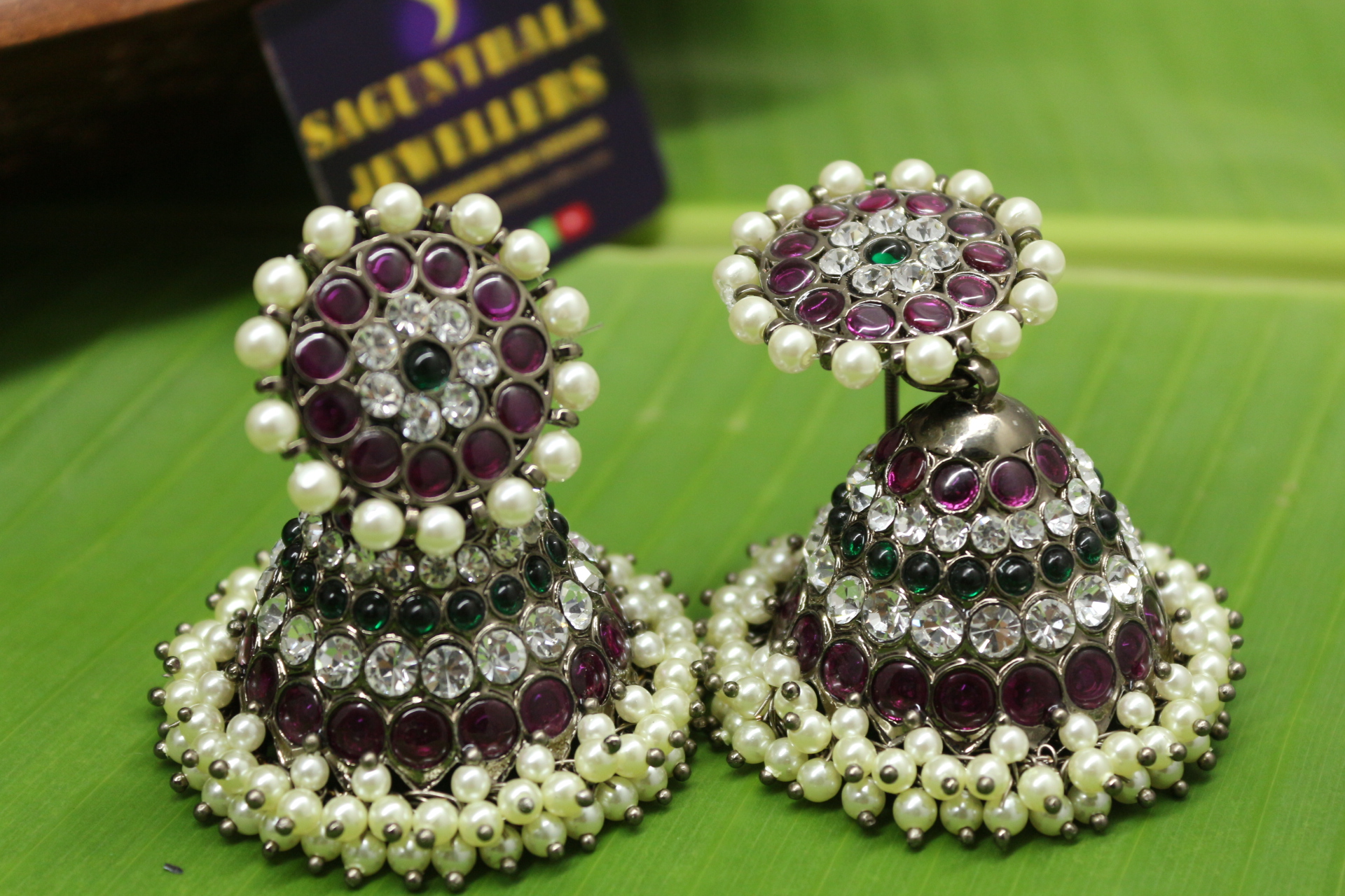 Black Antique 5line jhumka